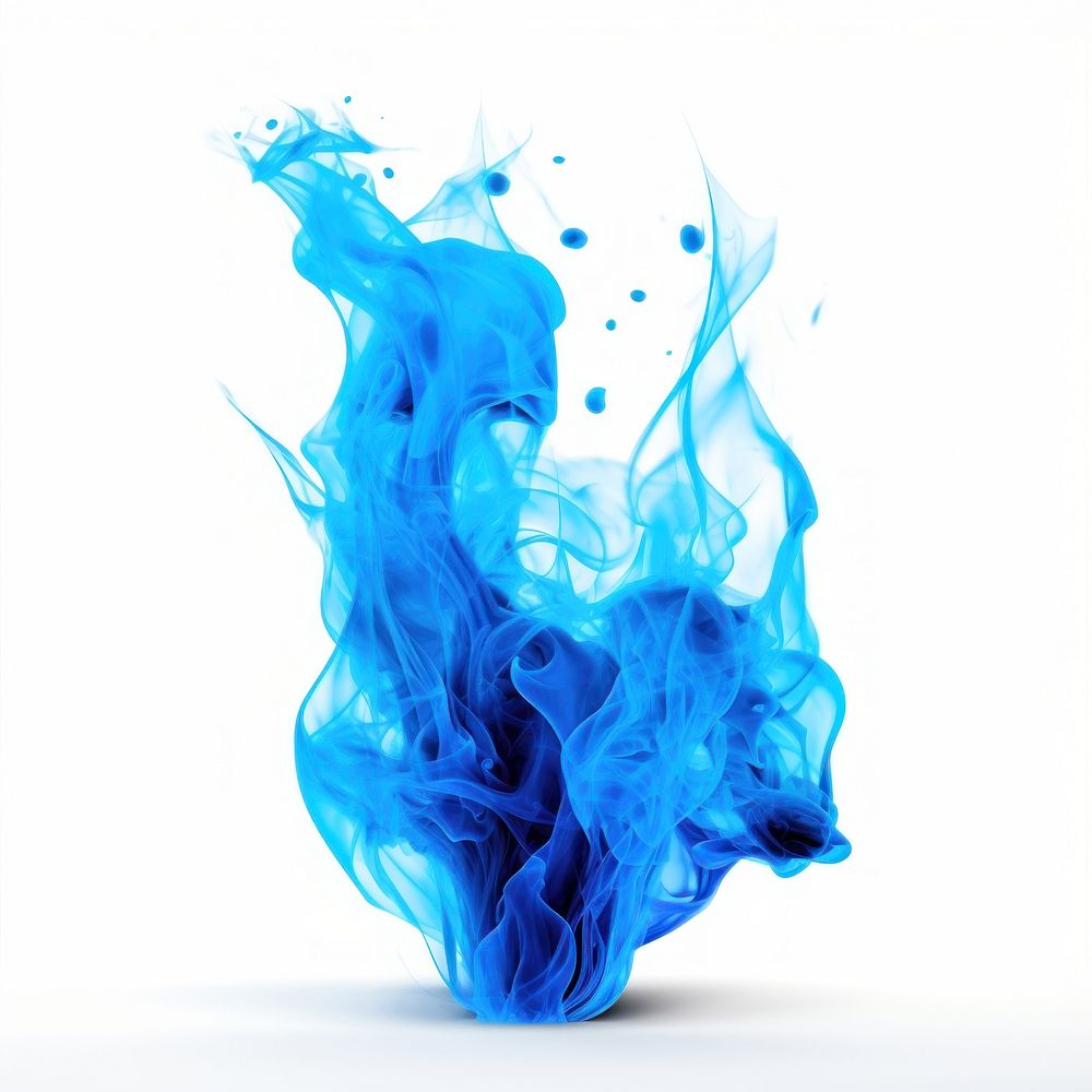 Blue flame smoke white background splattered. AI generated Image by rawpixel.