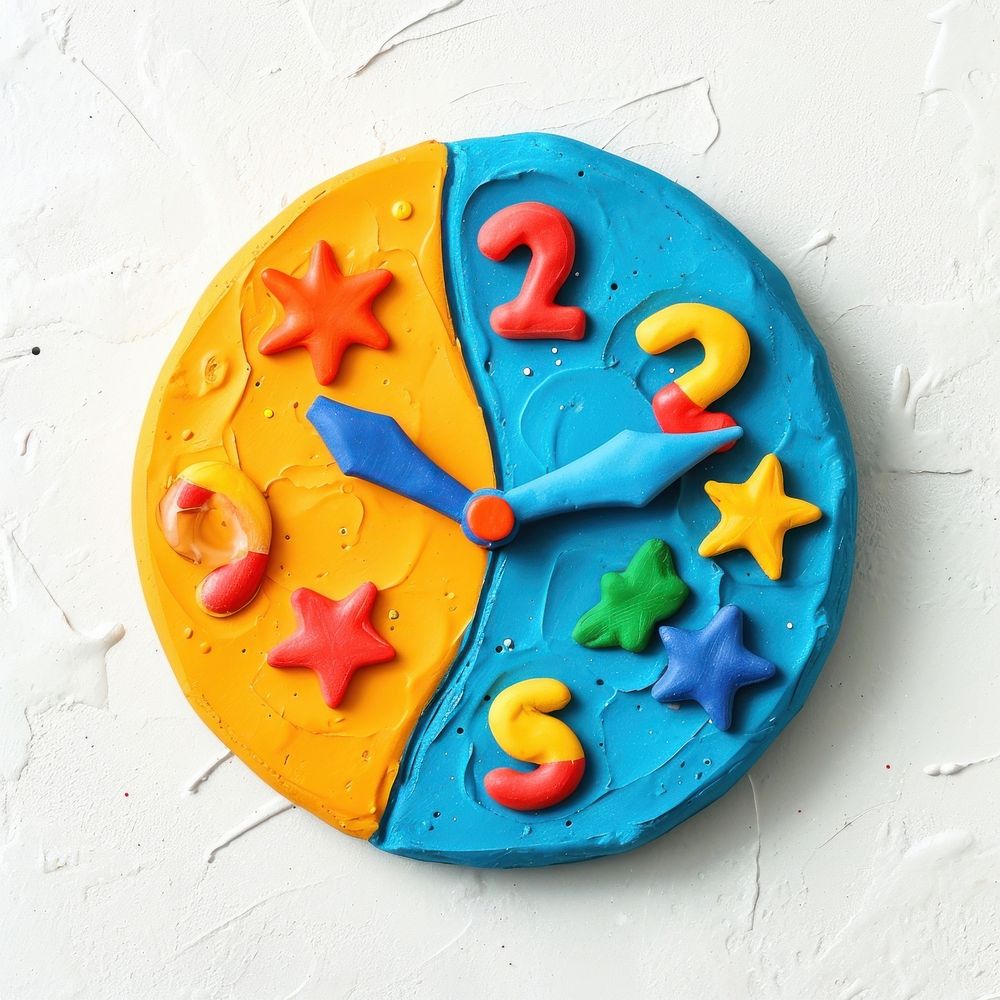 Plasticine of clock number text confectionery.
