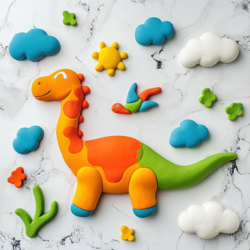Plasticine of dinosaur toy representation creativity.