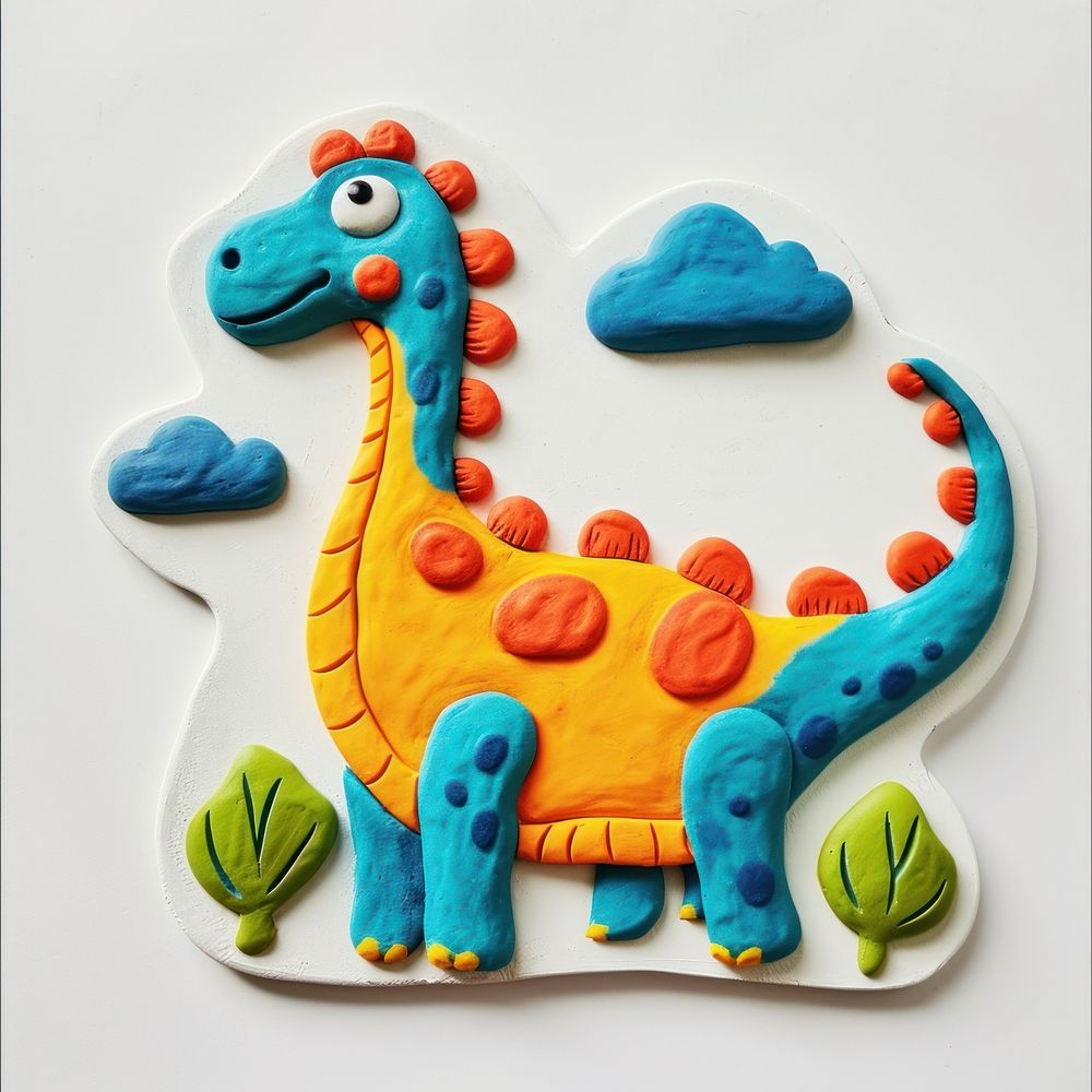 Plasticine of dinosaur animal craft art.