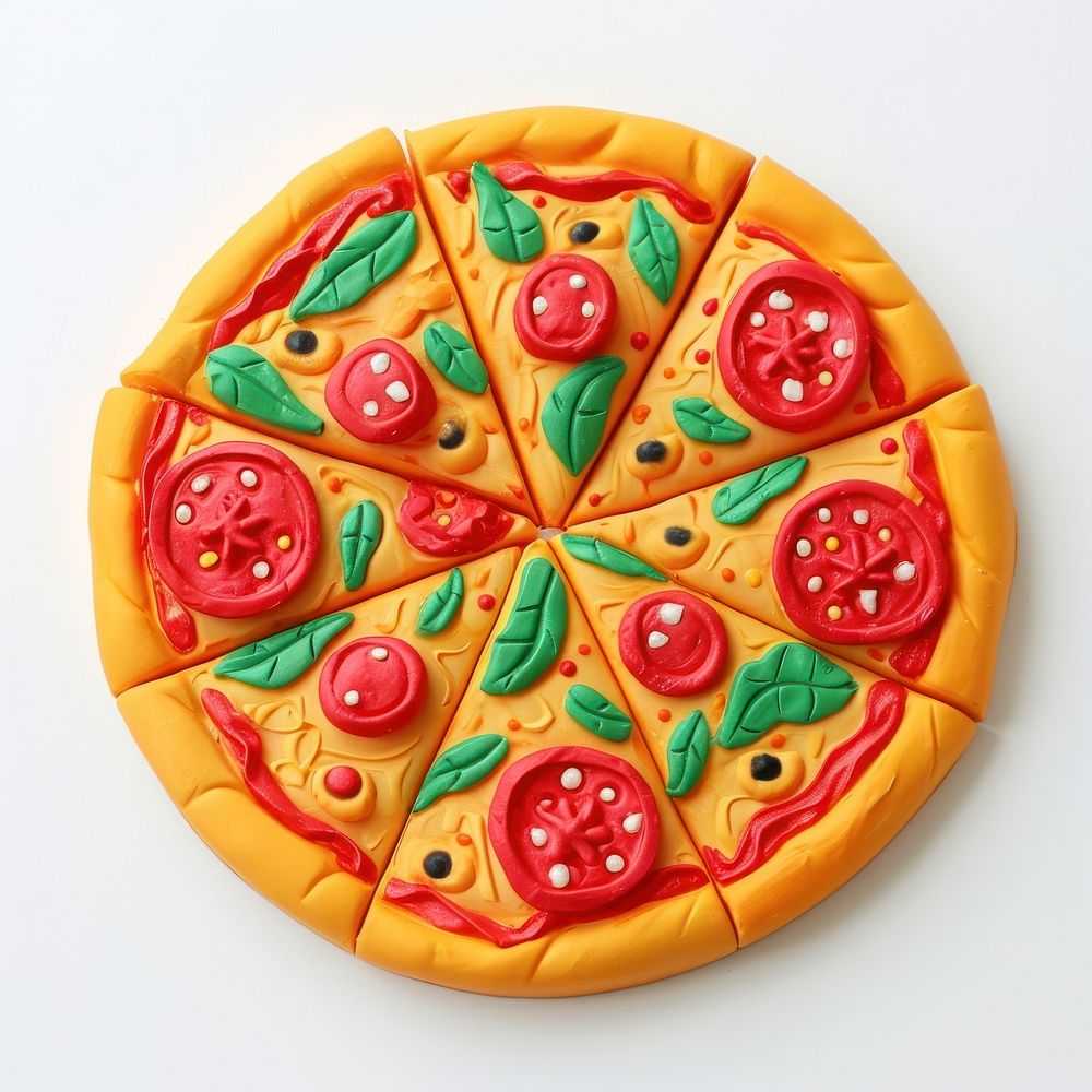 Plasticine of pizza food confectionery pepperoni.