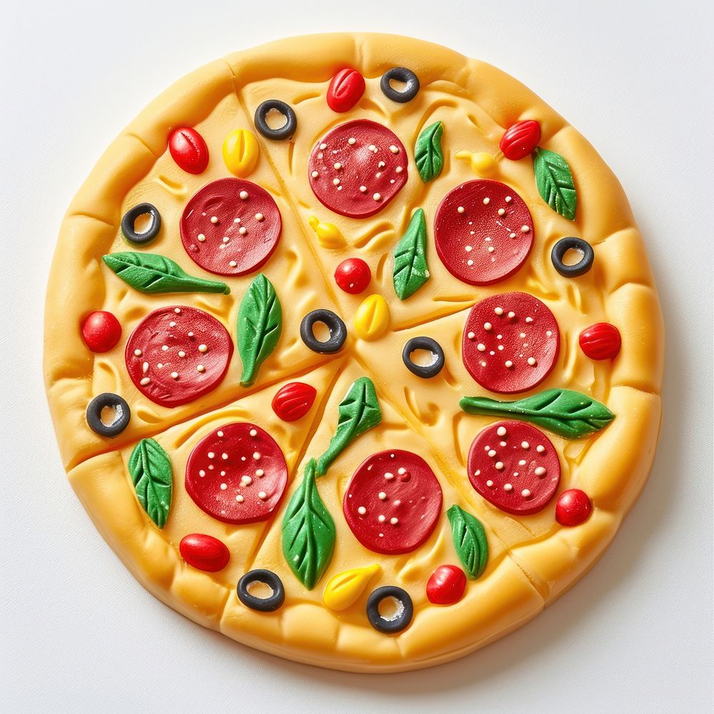 Plasticine of pizza dessert food meal.