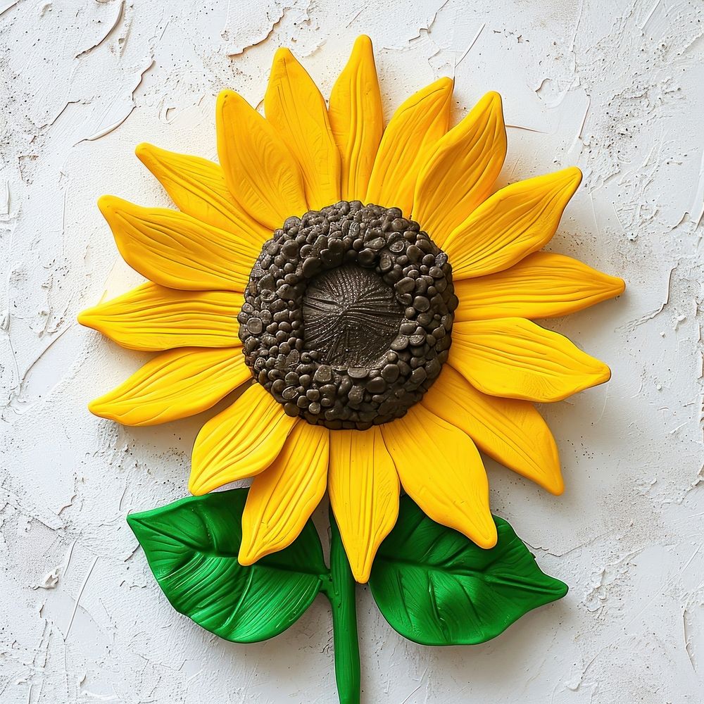 Plasticine of sunflower plant representation inflorescence.