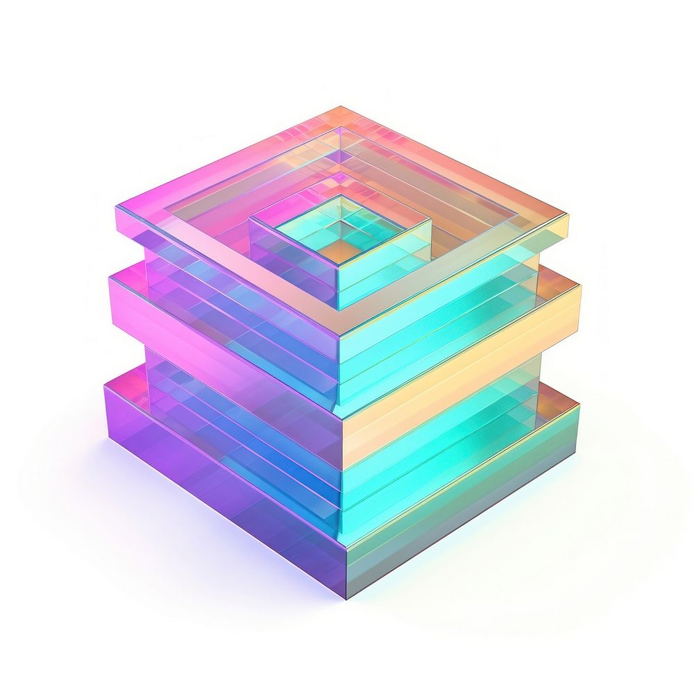 Isometric steal rectangle iridescent white background technology furniture.