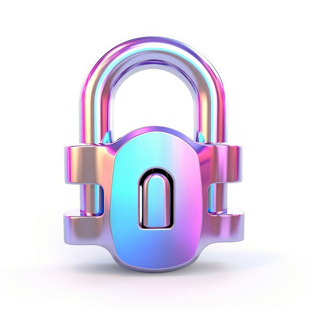 Lock iridescent white background protection security.