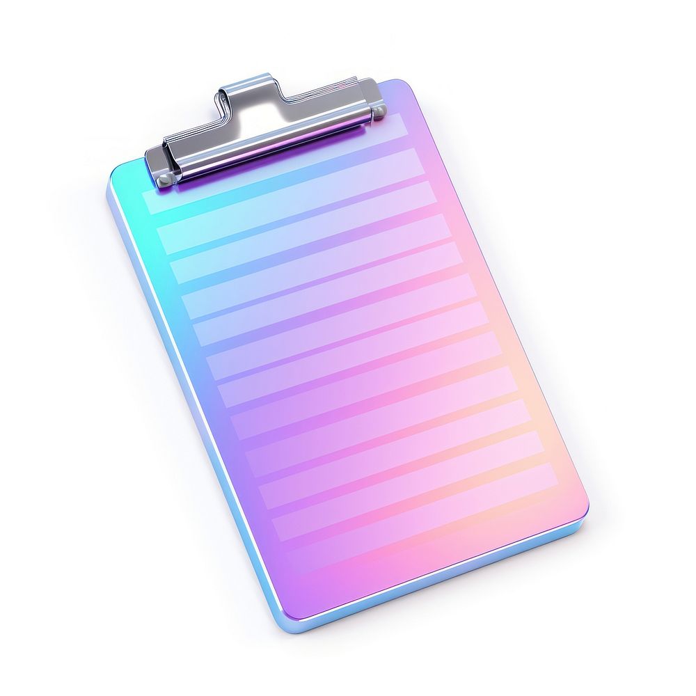 Metal checklist icon iridescent white background electronics rectangle.