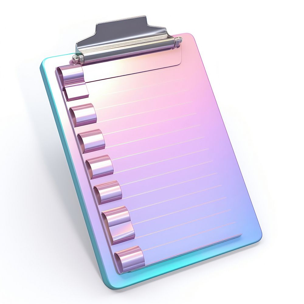 Checklist icon iridescent white background technology document.