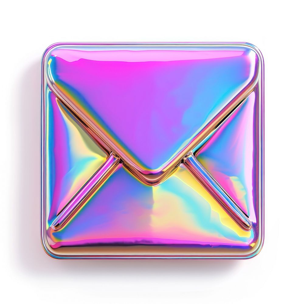 Mail icon iridescent purple white background accessories.