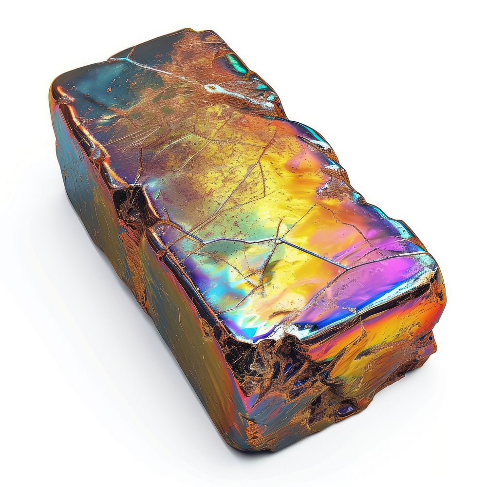 Melt rectangle metal iridescent gemstone jewelry opal.