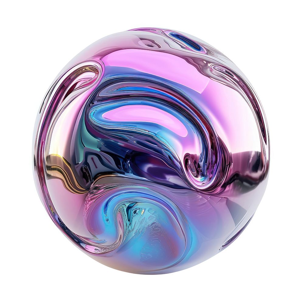 Melt sphere metal iridescent ball white background creativity.