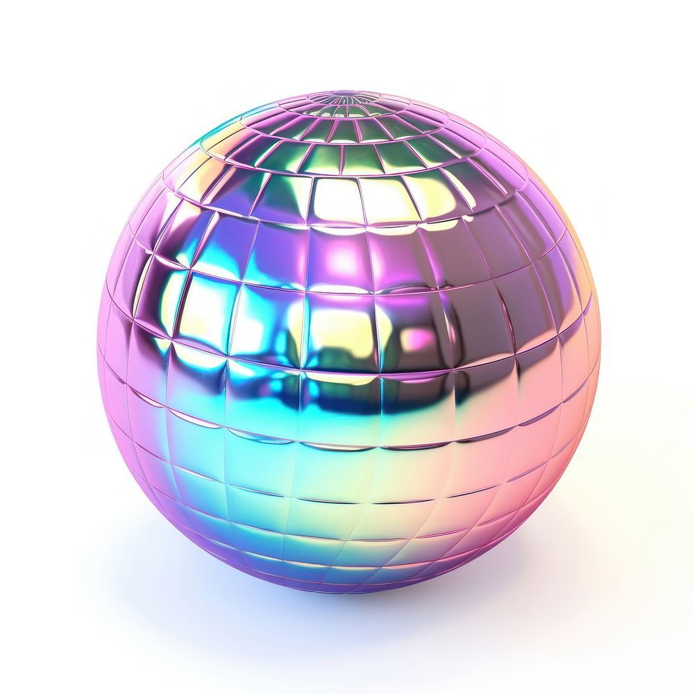 Sphere iridescent ball white background futuristic.