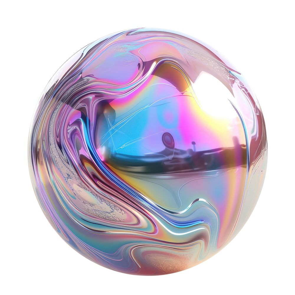 Sphere iridescent melted ball white background lightweight.