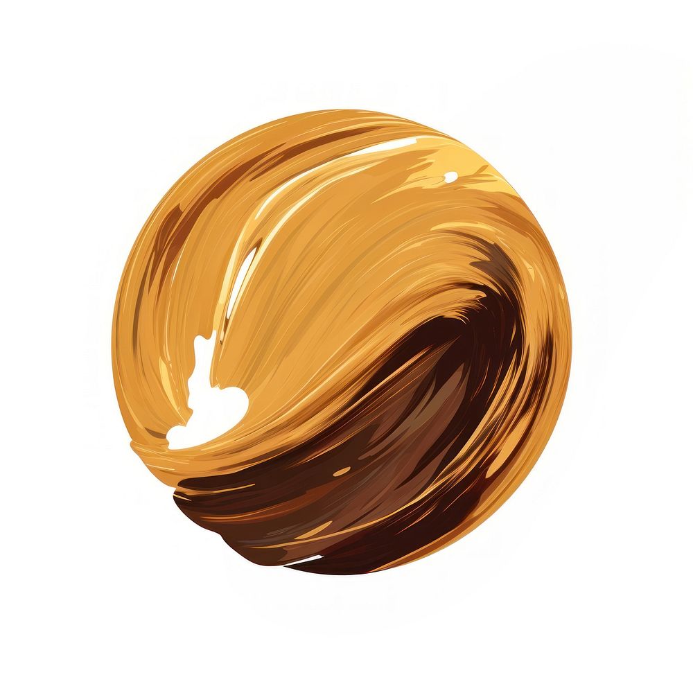 Brown and gold flat paint brush stroke white background confectionery invertebrate.