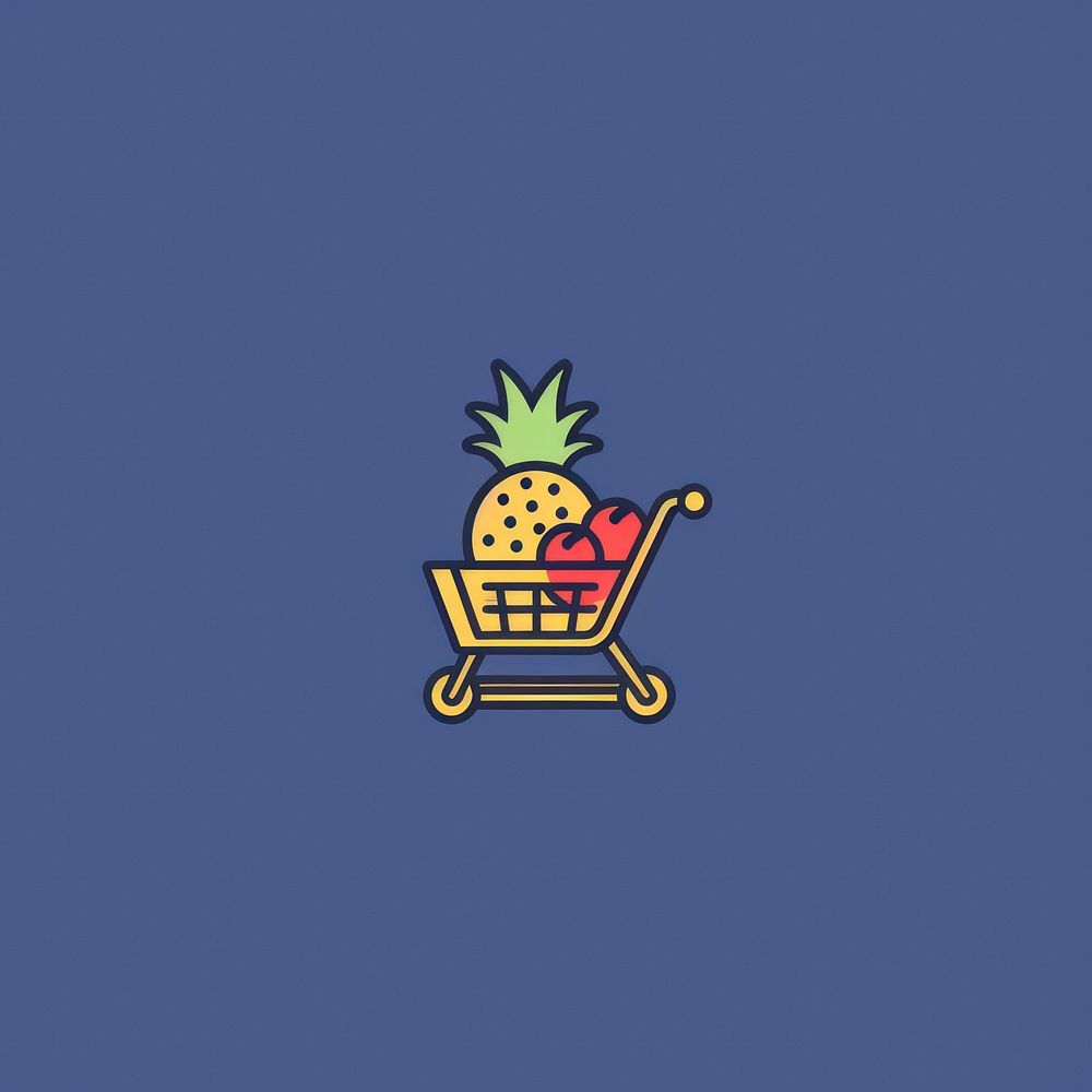 Shopping cart fruit pineapple plant.