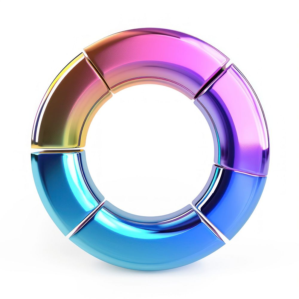 Graph icon iridescent metal white background technology.