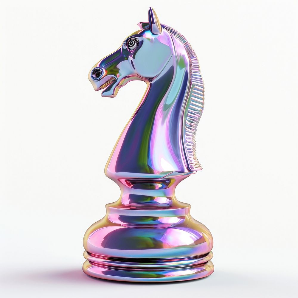 Knight chess icon iridescent mammal horse game.