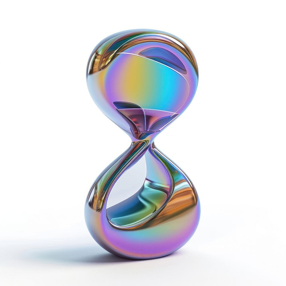 Hourglass icon iridescent white background reflection deadline.