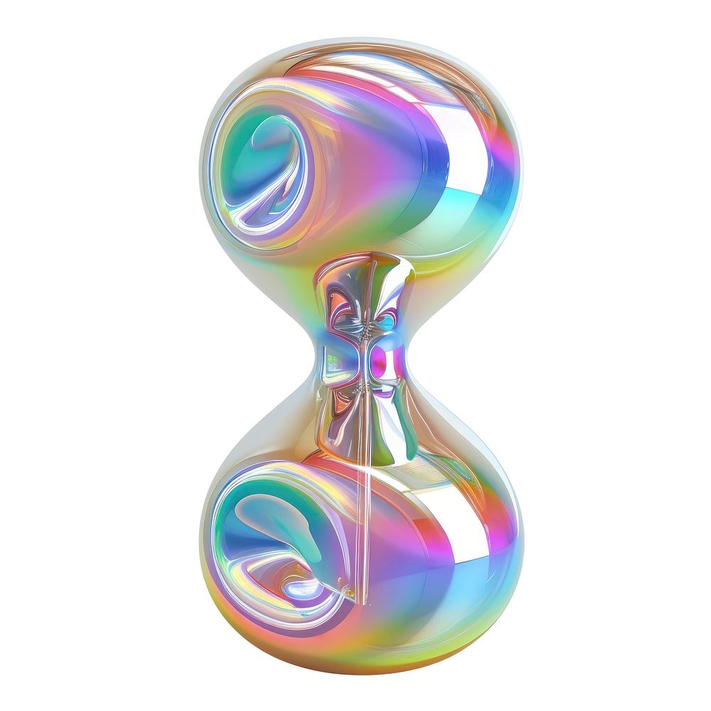 Hourglass icon iridescent white background circle number.