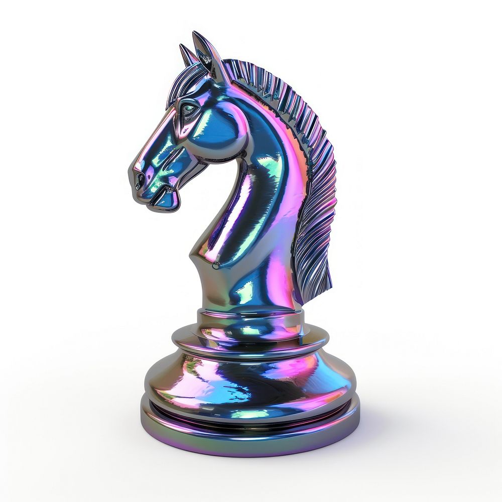 Horse chess icon iridescent animal mammal white background.
