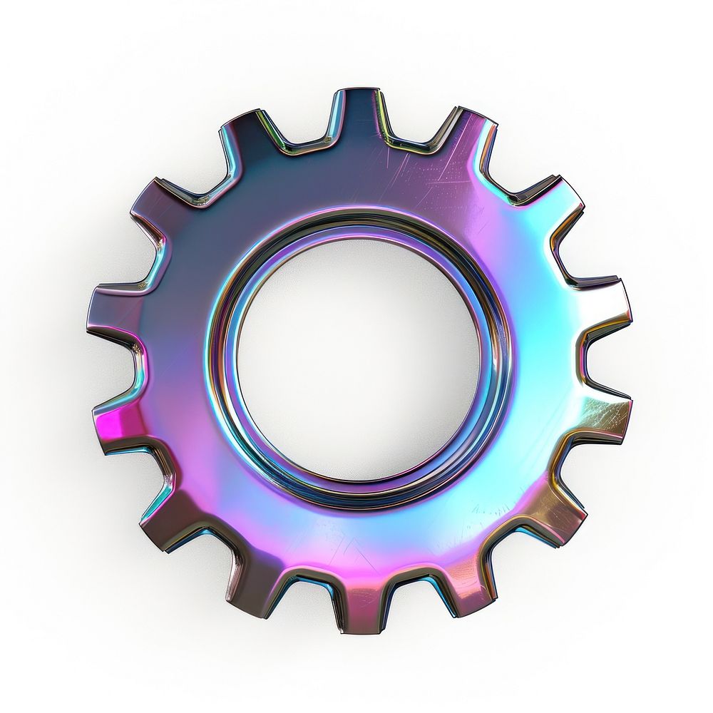 Research icon iridescent metal wheel spoke.