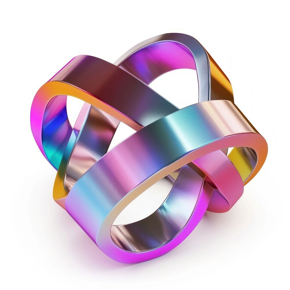 Research icon iridescent jewelry metal ring.