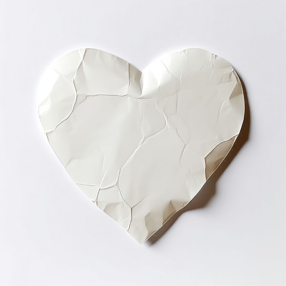 Heart Glued glossy paper Sticker white white background porcelain.