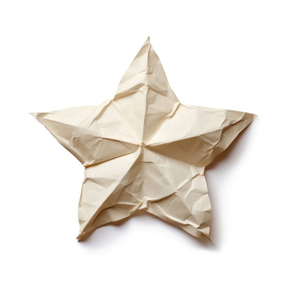 Star Glued glossy paper Sticker crumpled origami white.
