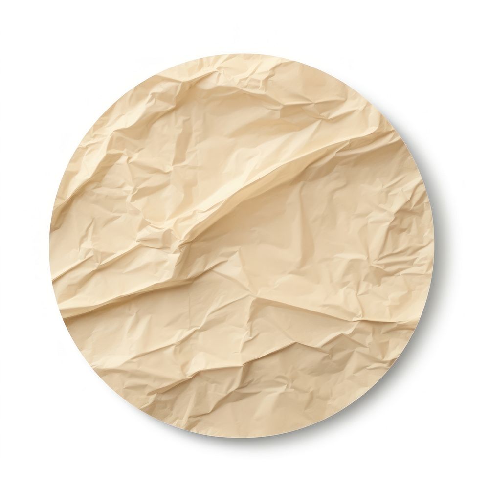 Round Glued glossy paper Sticker backgrounds crumpled white background.