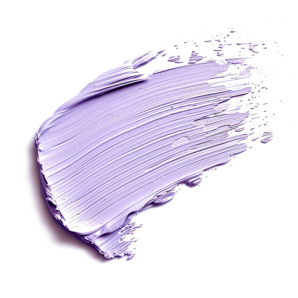 Flat pale purple paint brushstroke petal white background splattered.