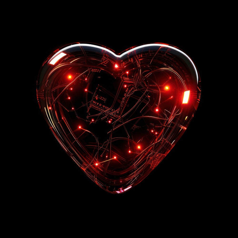 Heart light red black background.