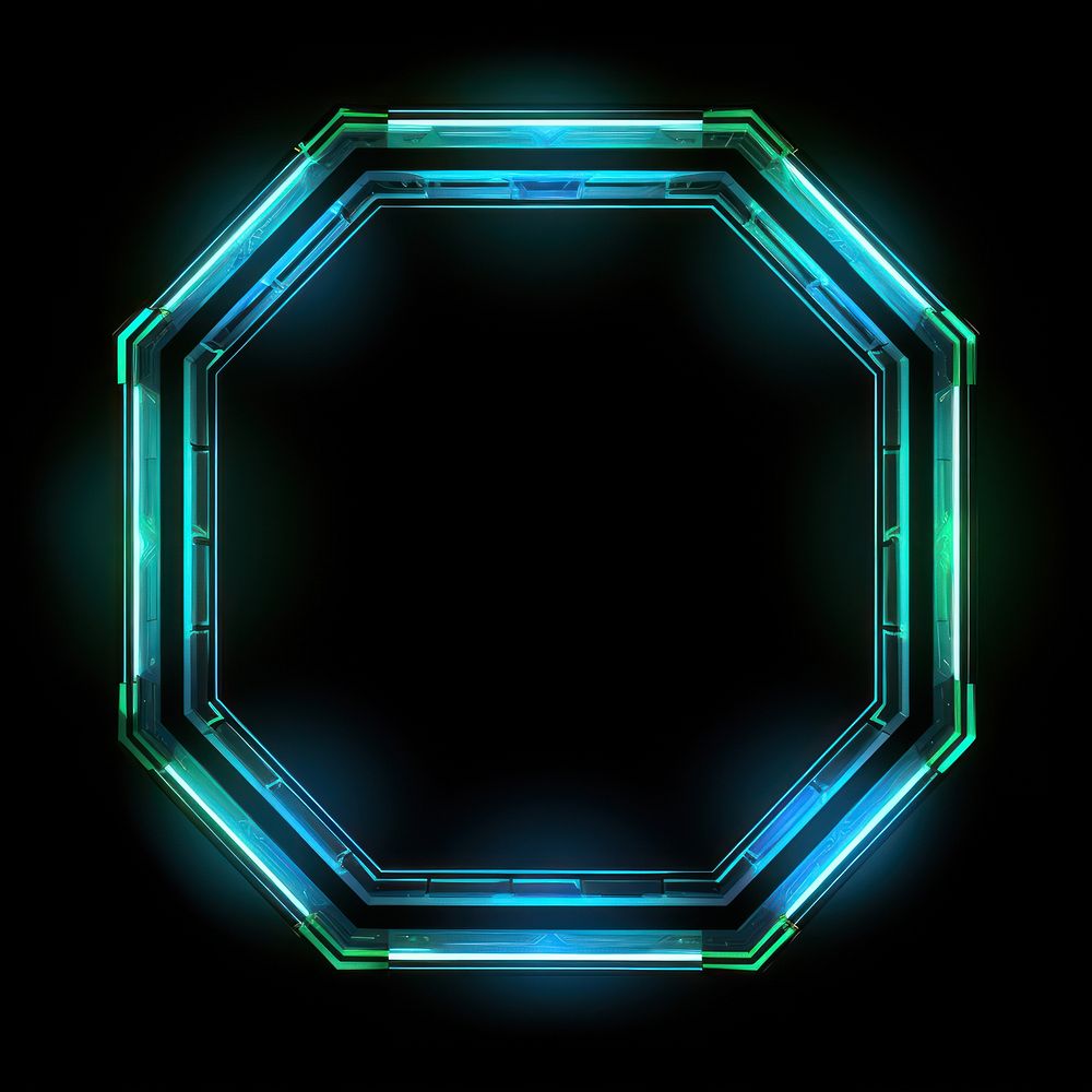 Hexagon frame light neon technology.