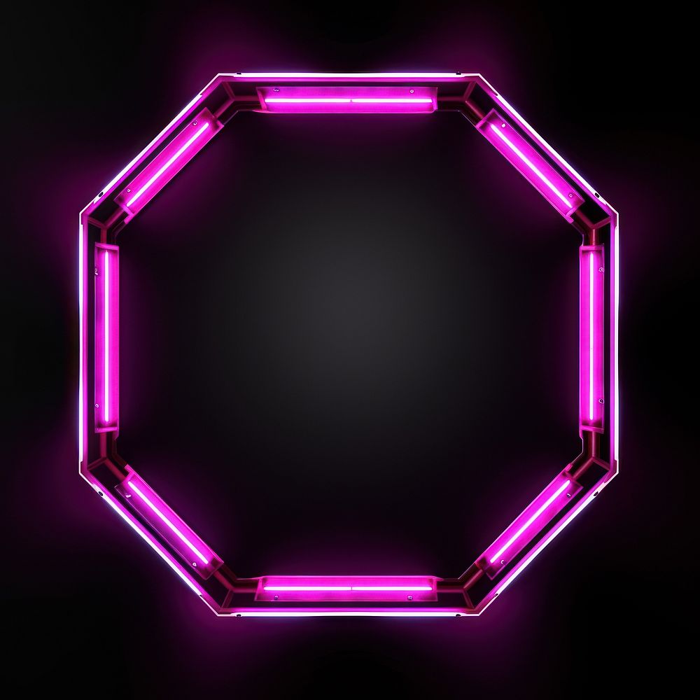 Hexagon frame purple light neon.