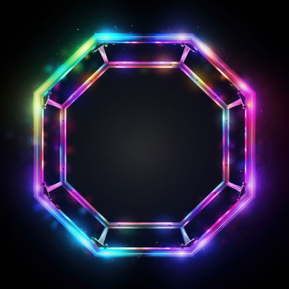 Hexagon frame light neon technology.
