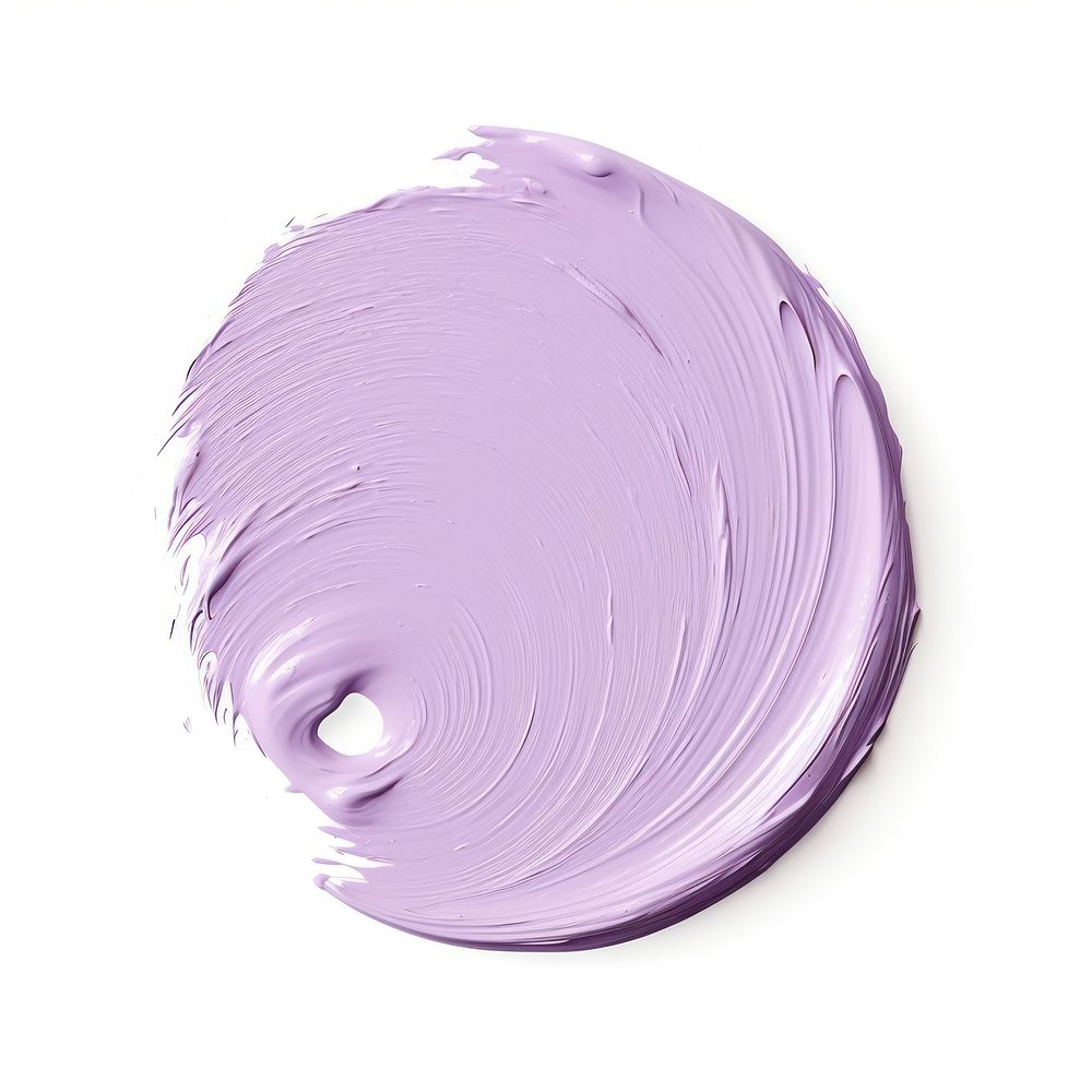 Pale purple flat paint brush stroke shape white background abstract.