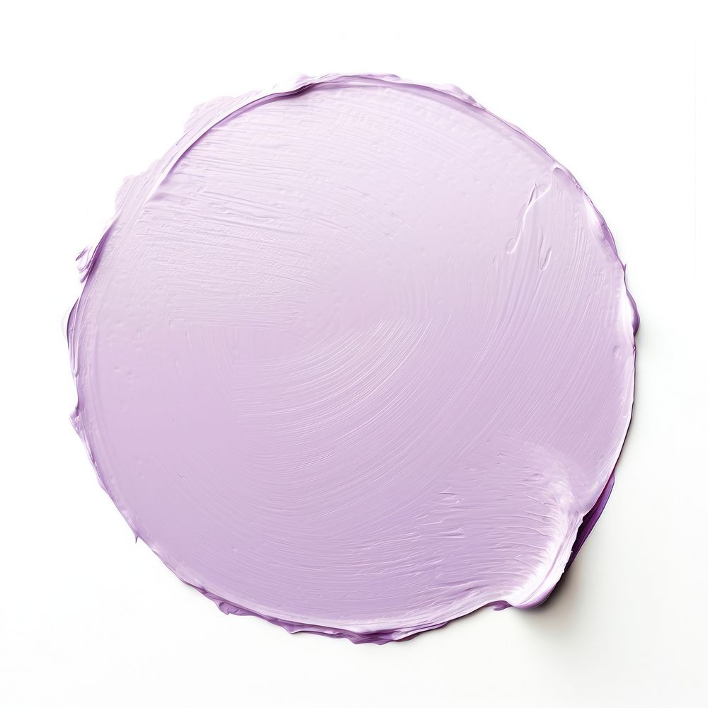 Pale purple flat paint brush stroke shape petal white background.