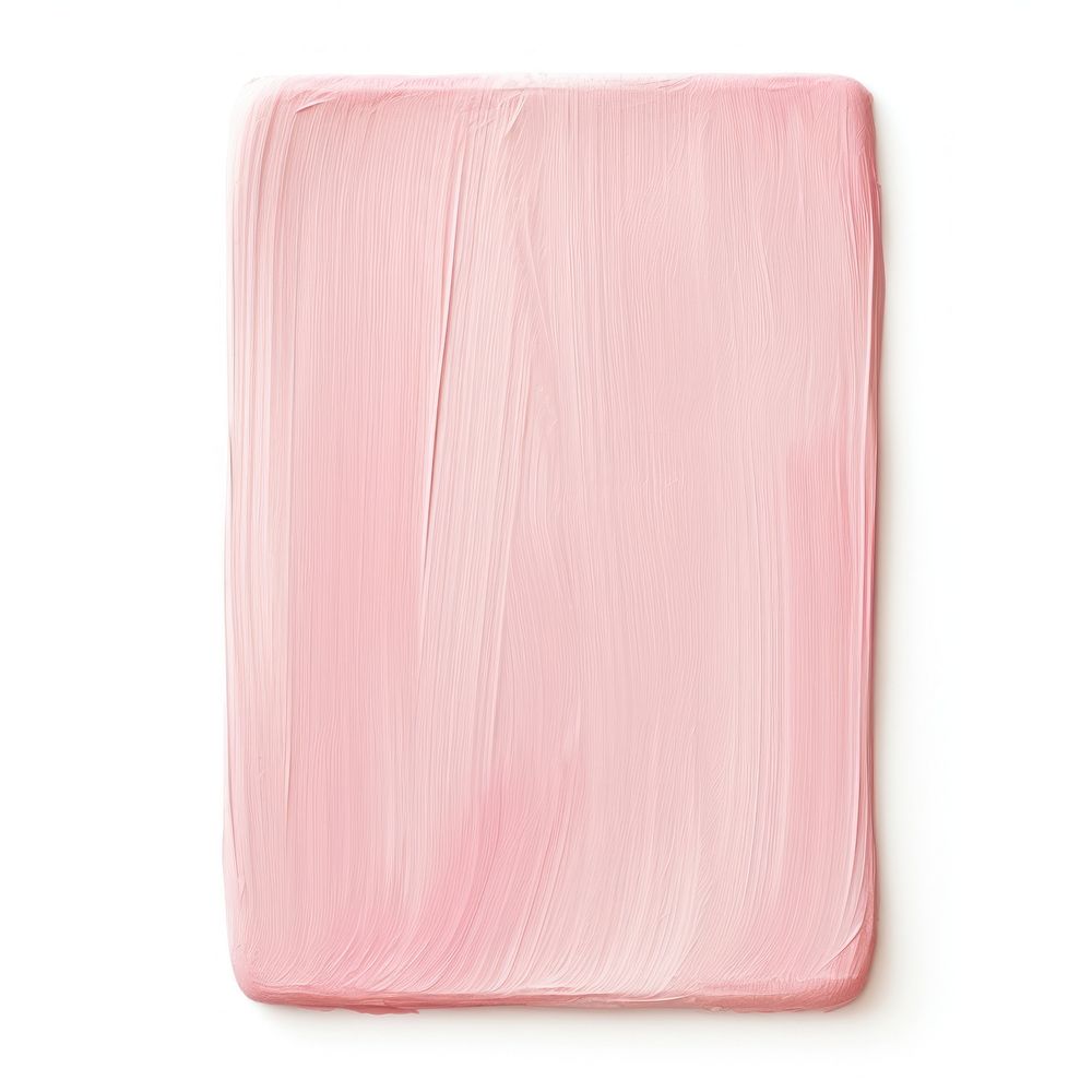 Pastel pink flat paint brush stroke backgrounds rectangle white background.