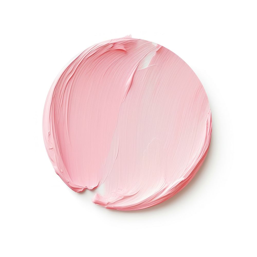 Pastel pink flat paint brush stroke petal white background cosmetics.