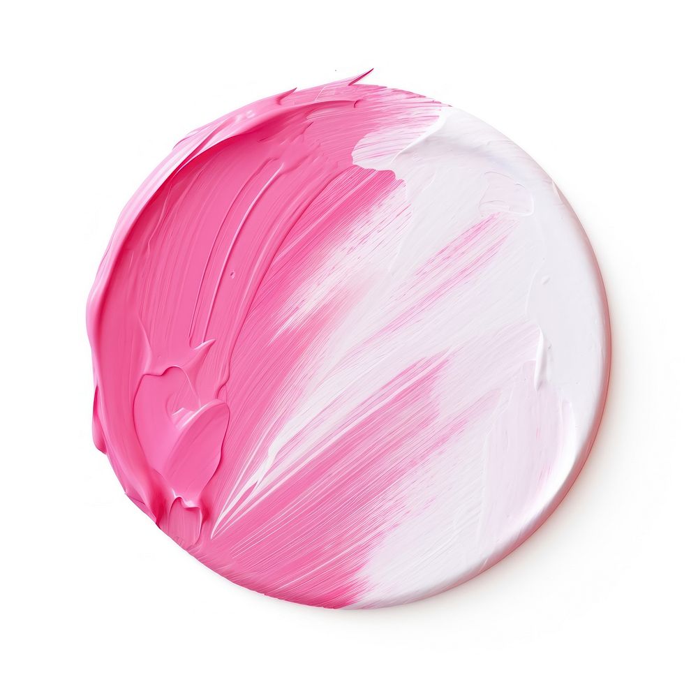 Pink and white flat paint brush stroke shape pink white background.