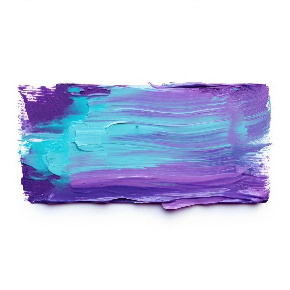 Purple blue flat paint brush stroke purple rectangle white background.
