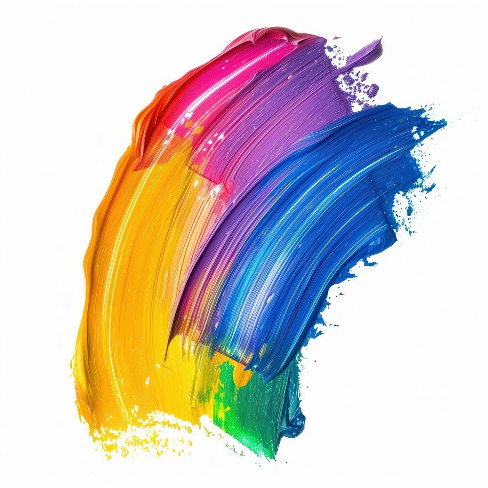 Rainbow Acrylic paint brush backgrounds white background creativity.