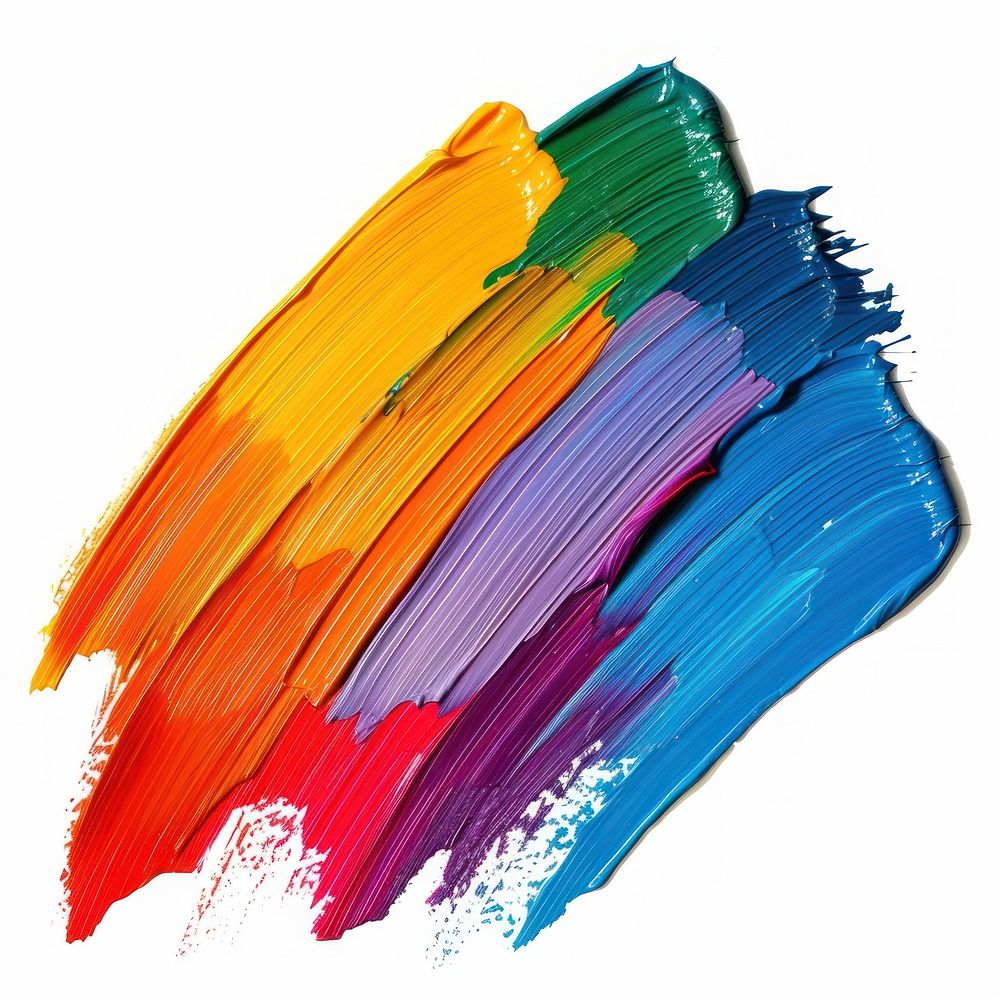Rainbow Acrylic paint brush backgrounds paintbrush white background.