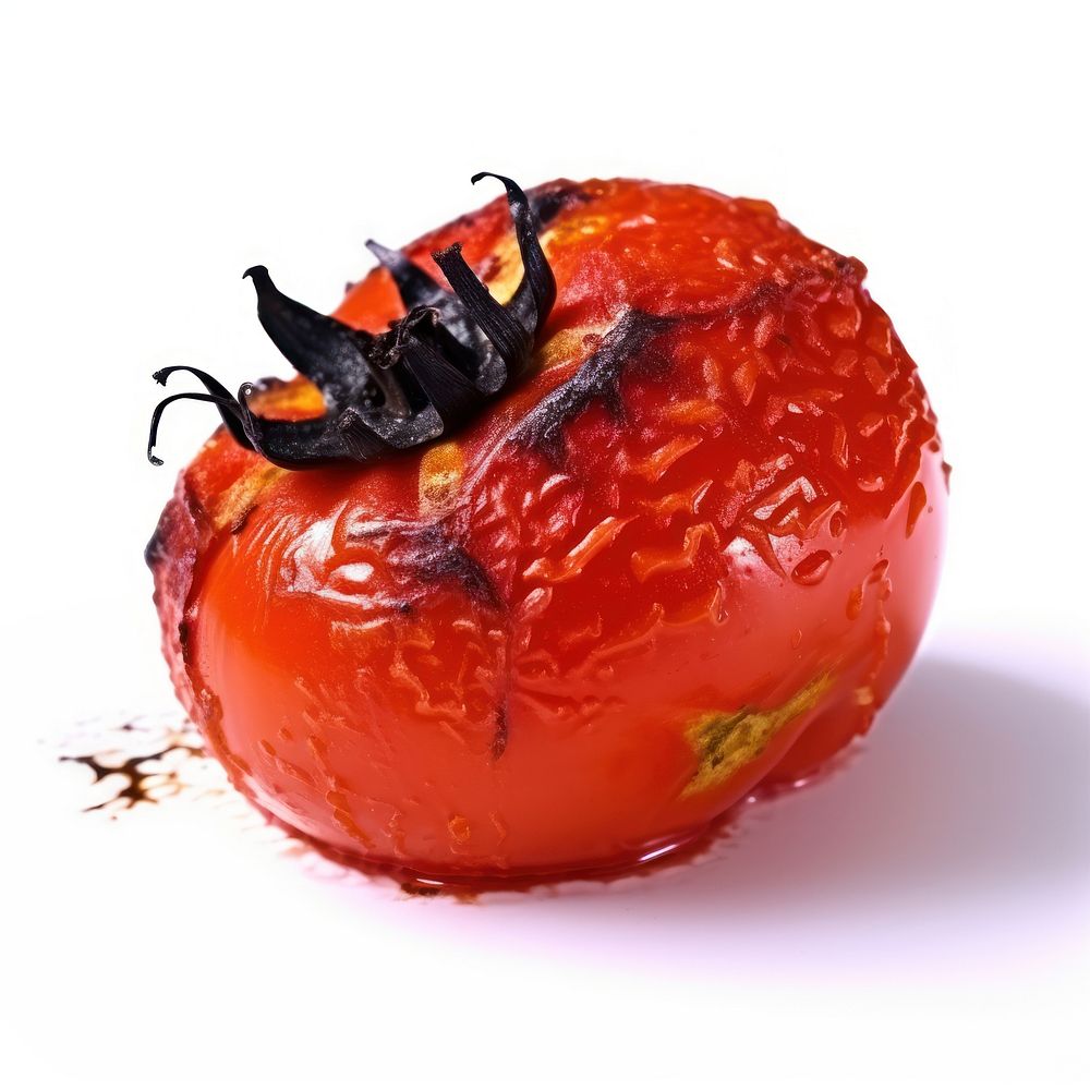 Tomato with burnt vegetable plant food.