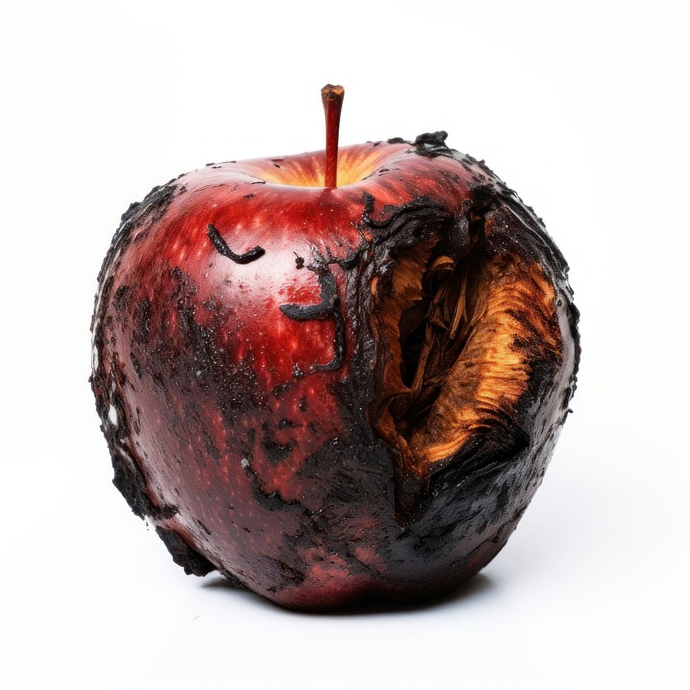 Apple with burnt fruit plant food.