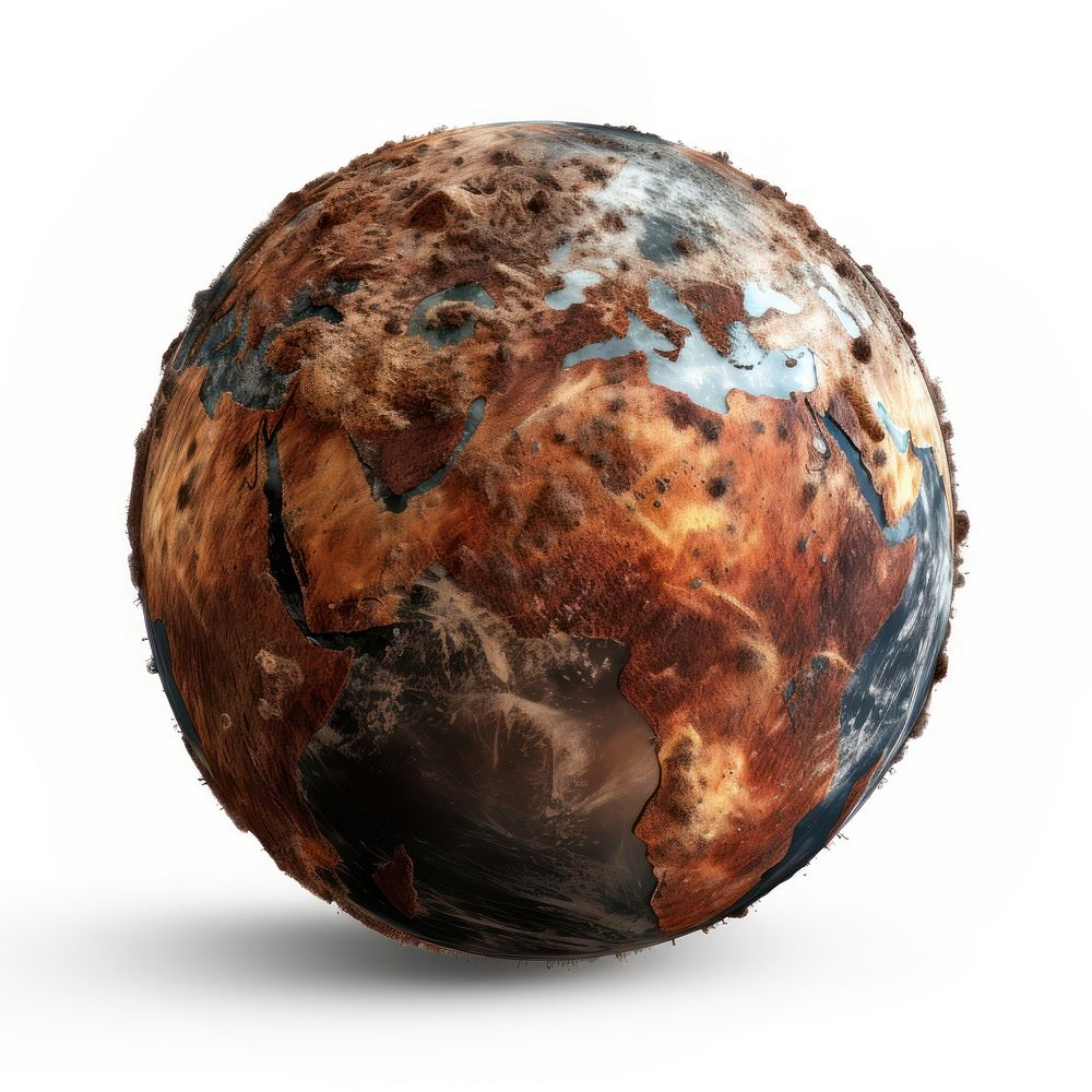 Earth planet with burnt sphere space globe.