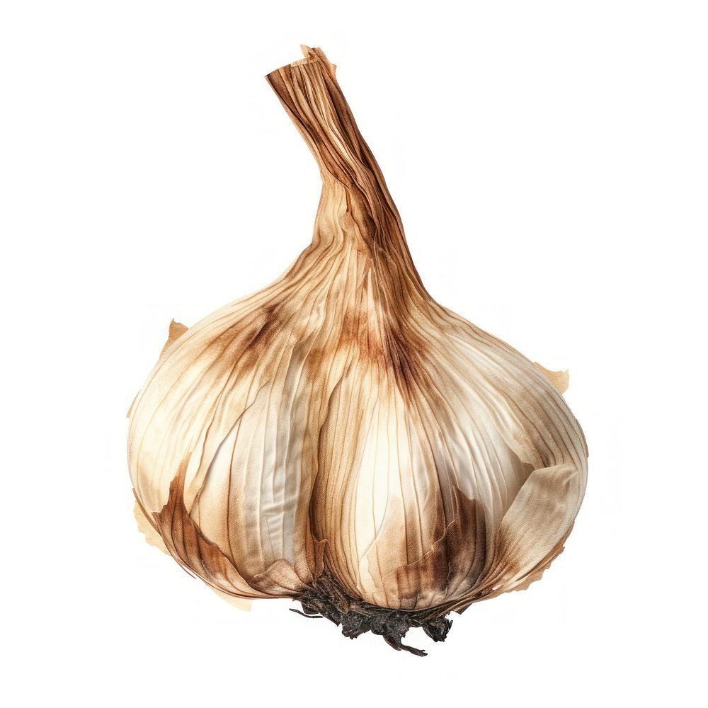 Garlic with burnt vegetable plant food.