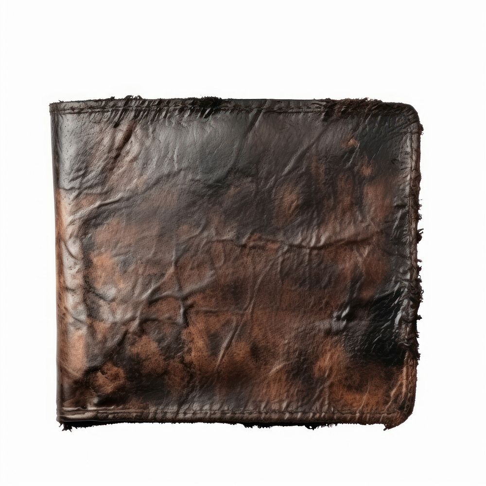 Leather wallet with burnt white background sachertorte accessories.