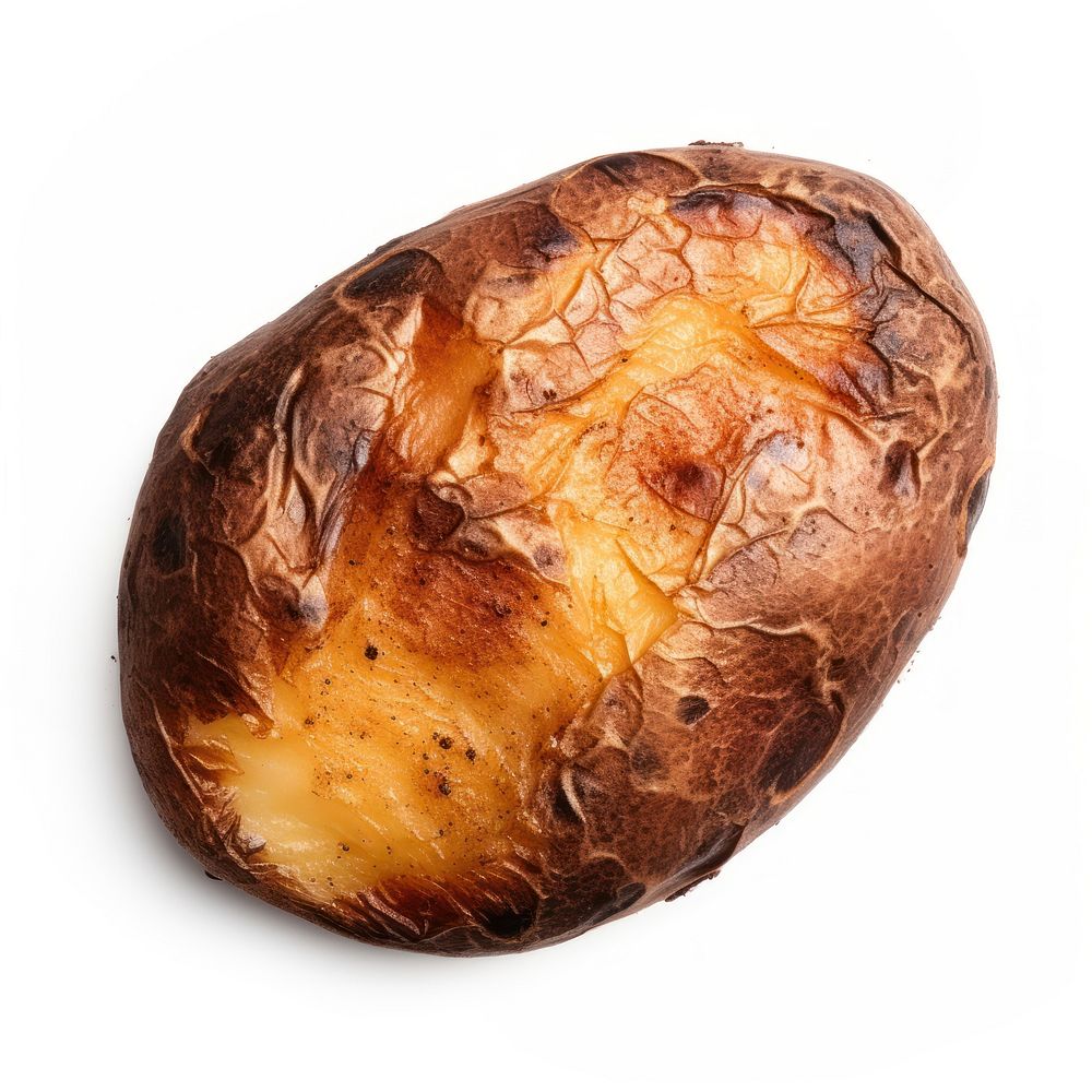 Potato with burnt bread plant food.