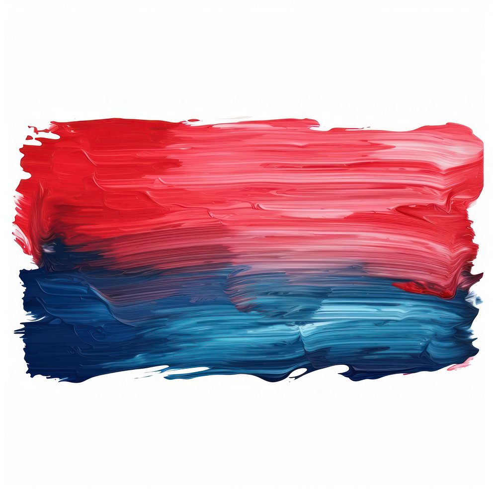 Red and blue flat paint brush stroke white background patriotism abstract.