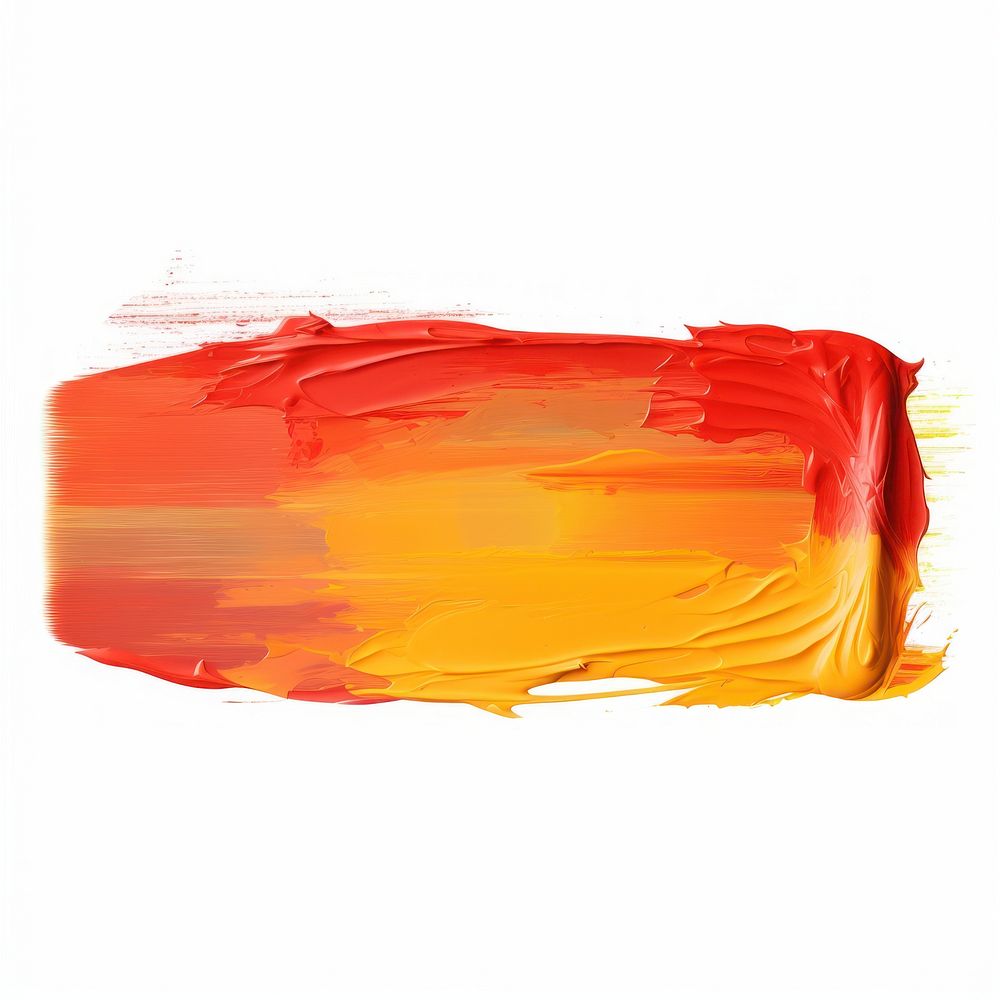 Red yellow orange flat paint brush stroke backgrounds painting white background.