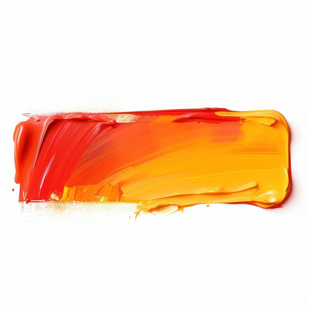 Red yellow orange flat paint brush stroke backgrounds white background splattered.
